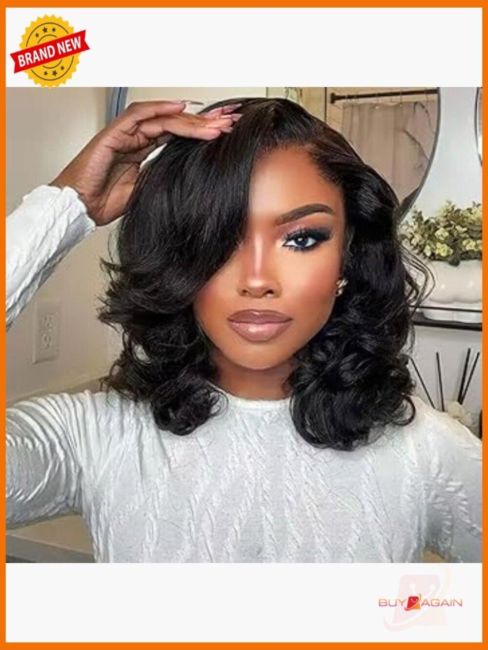6x5 Lace Front Bob Wig Human Hair Pre-Bleached Knots Glueless Natural Black
